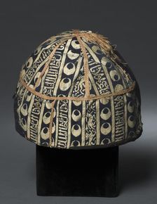 Cap with striped inscribed silk, 1300s. Creator: Unknown