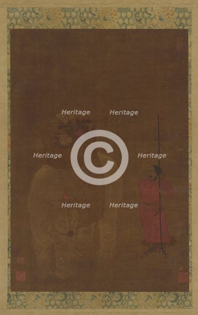 Caparisoned Elephant and Attendant, Ming dynasty, 16th-17th century. Creator: Unknown.