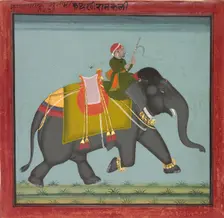 Caparisoned Elephant with a Mahout, dated 1761. Creator: Unknown