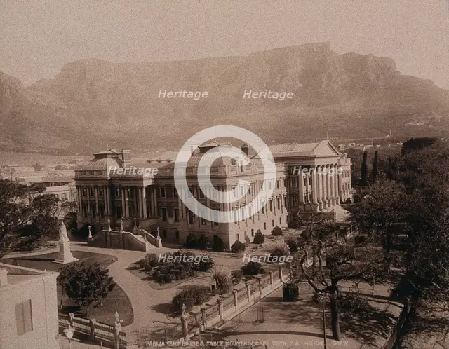 Cape Town, South Africa: Parliament House with Table Mountain behind, 1896. Creator: George Washington Wilson.