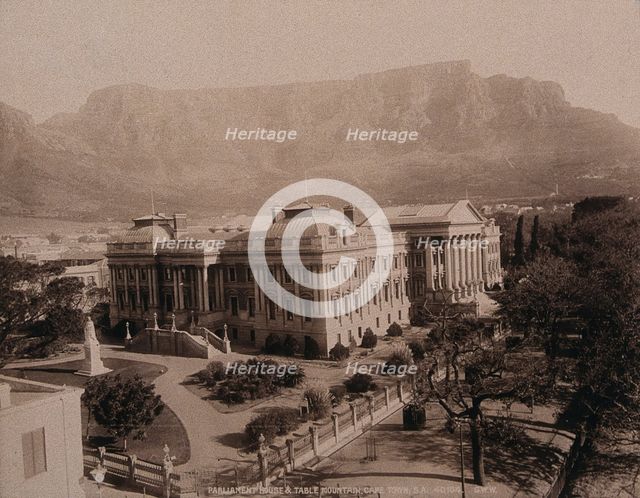 Cape Town, South Africa: Parliament House with Table Mountain behind, 1896. Creator: George Washington Wilson.