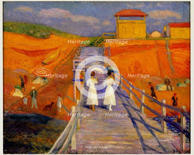 Cape Cod Pier, 1908. Artist: Glackens, William James (1870-1938)