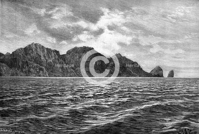 Cape Pillar, Tasman Peninsula, 1895.Artist: Barbant