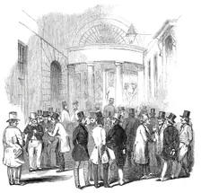 Capel Court - railway speculators, 1845. Creator: Unknown
