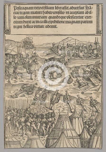 Capitulation of a French City, plate 12 from Historical Scenes from the Life..., printed c. 1520. Creator: Wolf Traut.