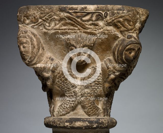 Capital with Addorsed Harpies, 1200s. Creator: Unknown.