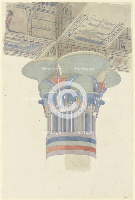 Capital with architrave in Thebes, 1829. Creator: Friedrich Maximilian Hessemer.