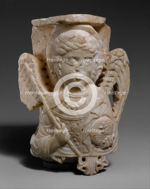Capital with Bust of the Archangel Michael, Byzantine, 1250-1300. Creator: Unknown.