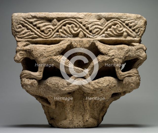 Capital with Dragons, 1200s. Creator: Unknown.