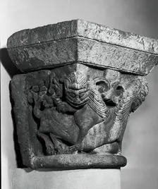 Capital with Lions, 1100/1150. Creator: Unknown
