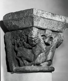 Capital with Lions, 1100/1150. Creator: Unknown