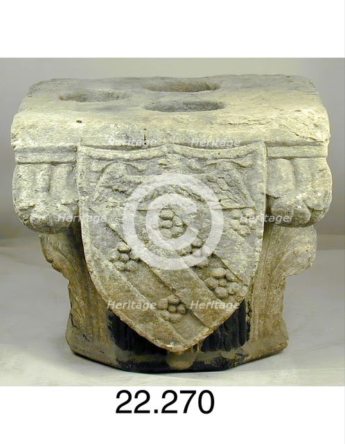 Capital with the Coat of Arms of Giangaleazzo Visconti and the Del Maino Family, late 14th or... Creator: Unknown.