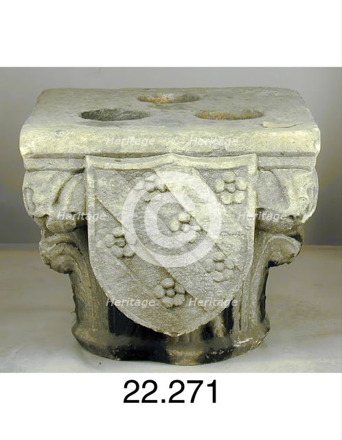 Capital with the Coat of Arms of Giangaleazzo Visconti and the Del Maino Family, late 14th or... Creator: Unknown.