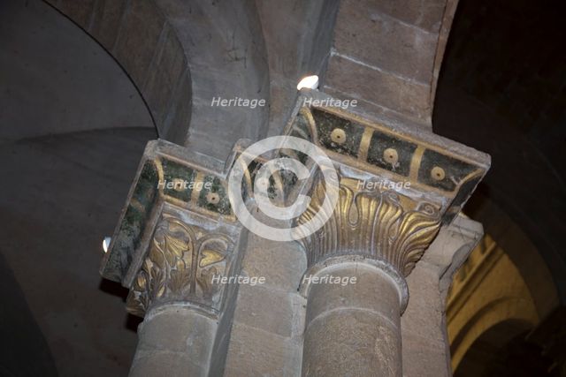 Capital details, interior of the Old Cathedral of Coimbra, Portugal, 2009. Artist: Samuel Magal