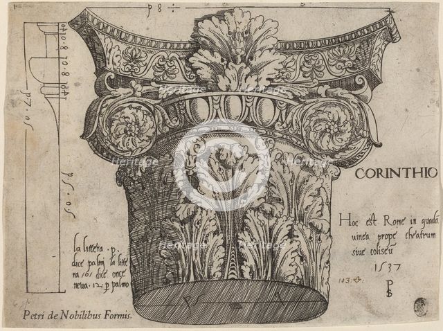 Capital from the Colosseum, Rome, 1537. Creator: Master PS.
