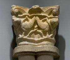Capital Fragment with Addorsed Birds and Interlace, between 1160 and 1200. Creator: Unknown