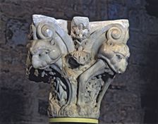 Capital of devoured heads marble, c. 1160 - 1165. Work by the Master of Cabestany, from the m…