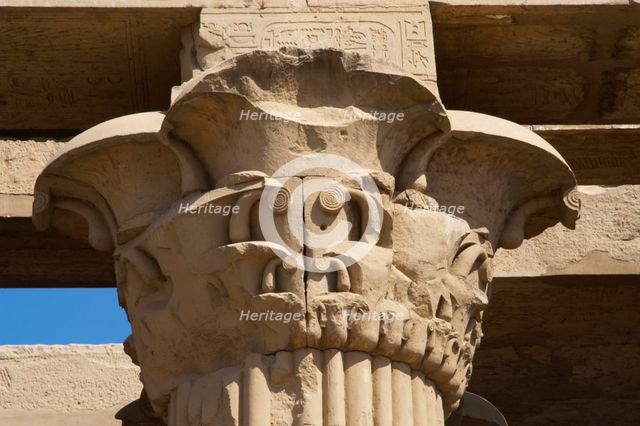 Capital, papyrus column, Temple of Kom Ombo, Egypt, Ptolemaic Dynasty, 2nd century BC (2023). Creator: Unknown.