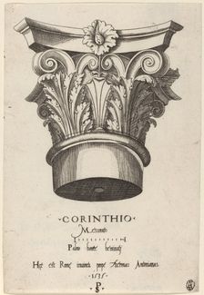 Capitals from the Baths of Antoninus, Rome, 1535. Creator: Master PS