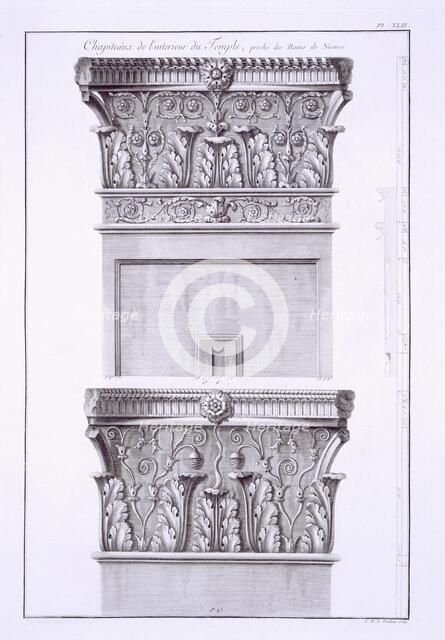 Capitals from the temple near the Roman Baths, Nimes. Creator: French School (18th century).