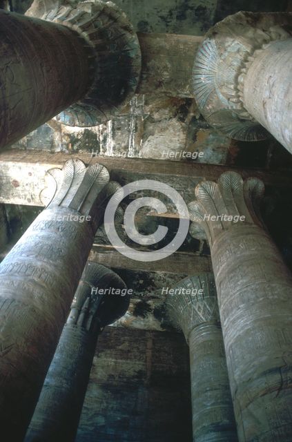Capitals in the Hypostyle Hall, Temple of Horus, Edfu, Egypt, Ptolemaic Period, c251BC-c246BC. Artist: Unknown