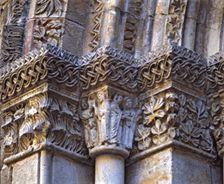 Capitals of the front of the chapel of Santa Lucia at the Cathedral, decorated with geometric and…