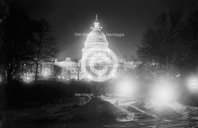 Capitol at night, between c1915 and c1920. Creator: Bain News Service.