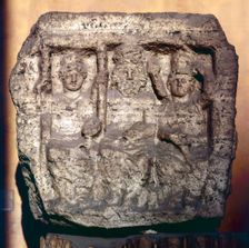 Capitoline Triad, Minerva, Jupiter and Juno, Funerary cippus or tomb marker