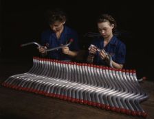 Capping and inspecting tubing: two women are shown...at Vultee's Nashville division, Tennessee, 1943 Creator: Alfred T Palmer
