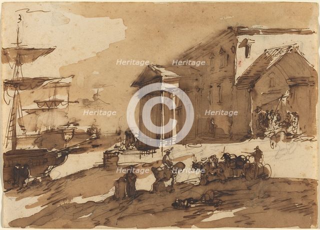 Capriccio of a Port Scene. Creator: Giuseppe Bernardino Bison.
