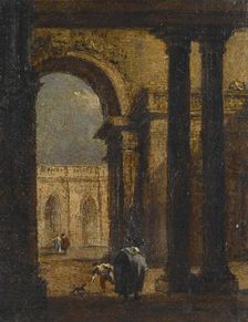 Capriccio: A Palace Courtyard, about 1790-93. Creator: Francesco Guardi