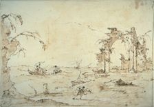 Capriccio with a Squall on the Lagoon, 1775/80. Creator: Francesco Guardi