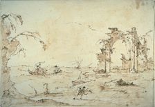 Capriccio with a Squall on the Lagoon, 1775/80. Creator: Francesco Guardi