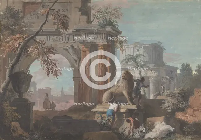 Capriccio with Roman Ruins, ca. 1700-1730. Creator: Marco Ricci.