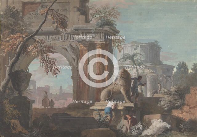 Capriccio with Roman Ruins, ca. 1700-1730. Creator: Marco Ricci.