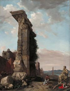 Capriccio with Roman Ruins, Sculptures and a Port, 1650. Creator: Bartholomeus Breenbergh