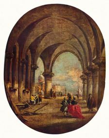 Capriccio with the Arcade of the Doge's Palace and San Giorgio Maggiore late 1780s, (1930). Creator: Francesco Guardi