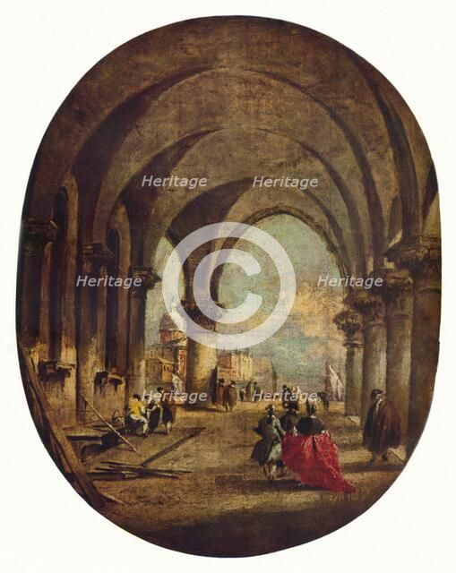 'Capriccio with the Arcade of the Doge's Palace and San Giorgio Maggiore', late 1780s, (1930). Creator: Francesco Guardi.