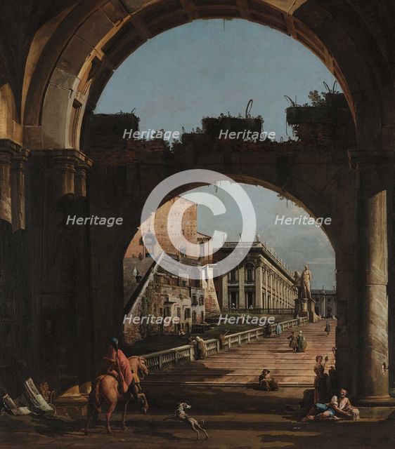 Capriccio with the Capitoline Hill, 1740s. Creator: Bellotto, Bernardo (1720-1780).