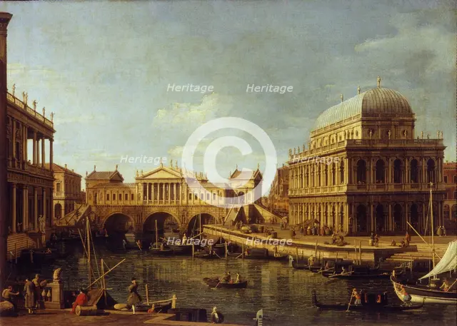 Capriccio with the Palladian architecture, 1757-1759. Artist: Canaletto (1697-1768)