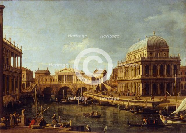 Capriccio with the Palladian architecture, 1757-1759. Artist: Canaletto (1697-1768)