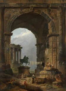 Caprice antique avec la statue de Marc Aurèle. Creator: Robert, Hubert (1733-1808)