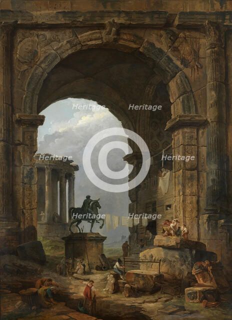 Caprice antique avec la statue de Marc Aurèle. Creator: Robert, Hubert (1733-1808).