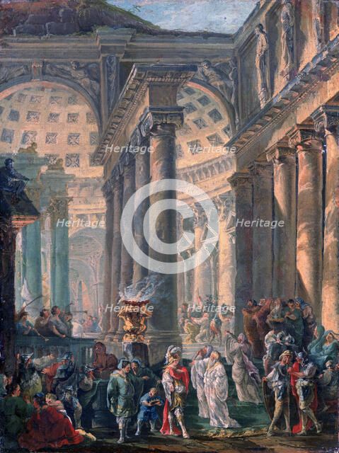 'Caprice d'un Temple Romain avec l'Enterrement Triomphal d'Alexandre le Grand', 1755-1760. Artist: Robert Hubert