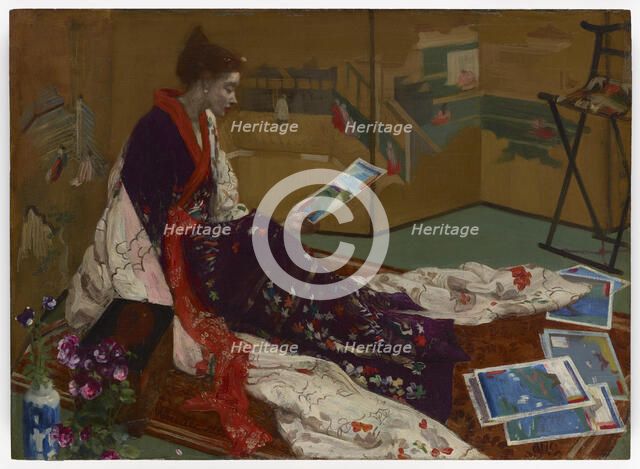 Caprice in Purple and Gold: The Golden Screen, 1864. Creator: James Abbott McNeill Whistler.