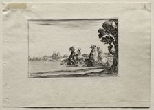 Caprices: Cavaliers Watering their Horses in a River. Creator: Stefano Della Bella (Italian, 1610-1664)