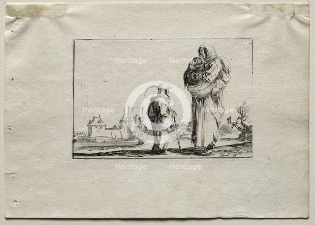 Caprices: Beggar Woman with a Baby and a Little Girl. Creator: Stefano Della Bella (Italian, 1610-1664).