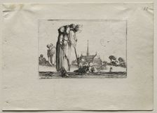 Caprices: Standing Beggar Woman Carrying a Child on her Back. Creator: Stefano Della Bella (Italian, 1610-1664)