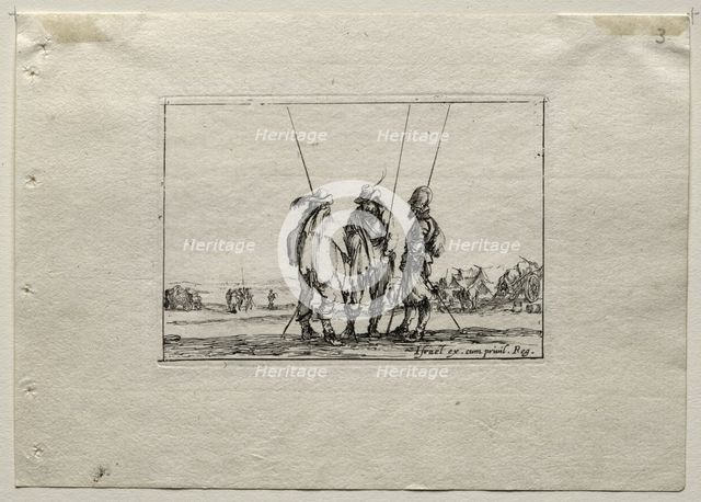 Caprices: Three Standing Soldiers. Creator: Stefano Della Bella (Italian, 1610-1664).