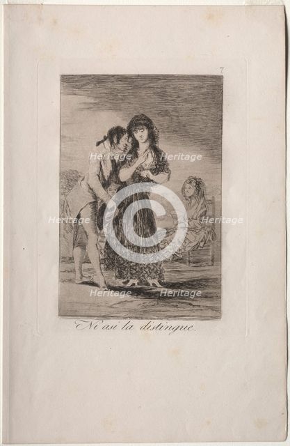 Caprichos: Even Thus He Cannot Make Her Out. Creator: Francisco de Goya (Spanish, 1746-1828).